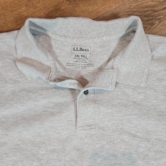 LL Bean Polo Shirt Mens XXL Tall Gray Short Sleeve Traditional Fit Casual Cotton - Picture 2 of 6